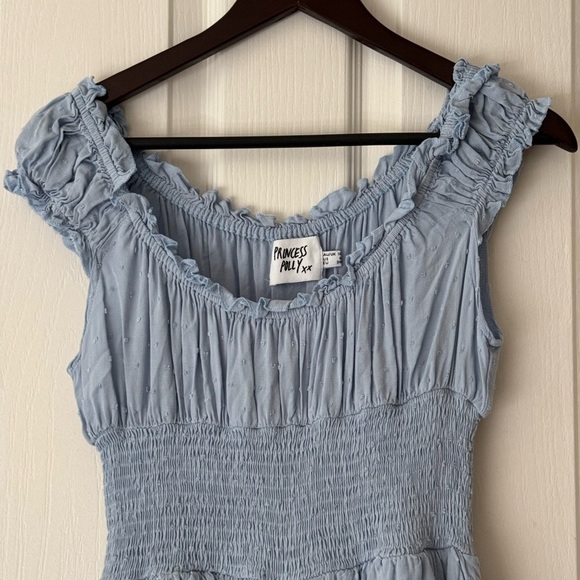 Princess Polly Blue Ruffle Smocked Romper – Size US 6 / AUS 10 - Picture 4 of 9